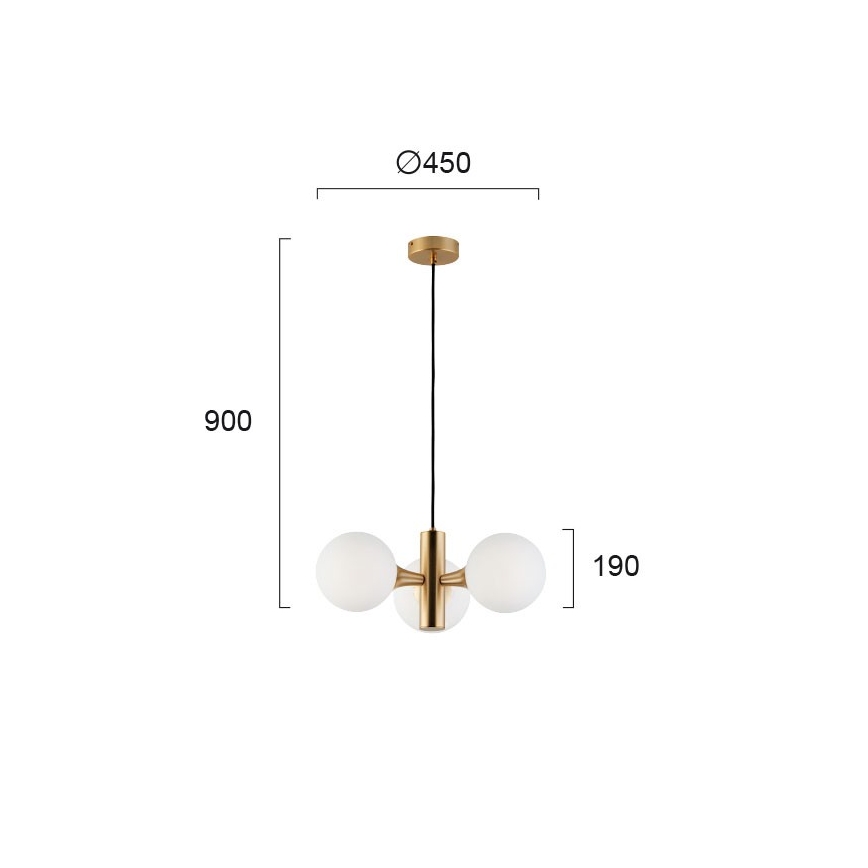 Kabelophængt lysekrone GLOBE 3xE14/7W/230V guld