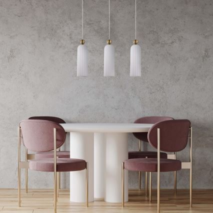 Kabelophængt lysekrone PIEGA 3xE14/40W/230V messing/hvid