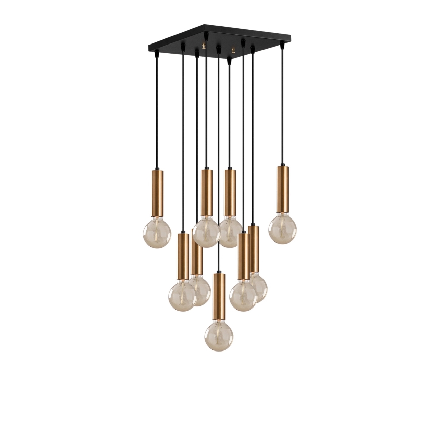 Kabelophængt lysekrone TEMPO 9xE27/40W/230V, guldfarvet