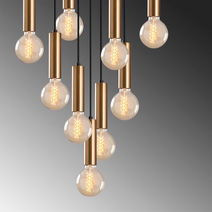 Kabelophængt lysekrone TEMPO 9xE27/40W/230V, guldfarvet