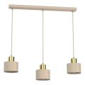 Kabelophængt pendel PARKLA 3xE27/15W/230V beige/guld