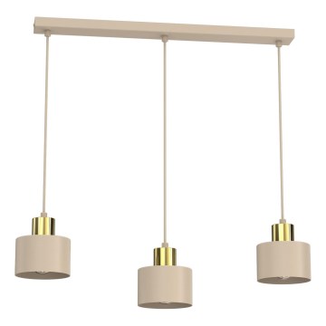 Kabelophængt pendel PARKLA 3xE27/15W/230V beige/guld