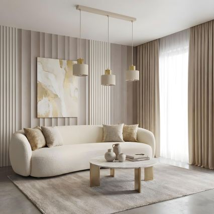 Kabelophængt pendel PARKLA 3xE27/15W/230V beige/guld