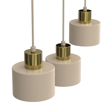 Kabelophængt pendel PARKLA 3xE27/15W/230V beige/guld