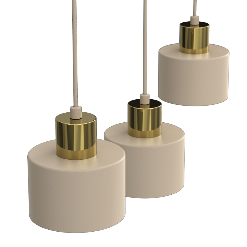 Kabelophængt pendel PARKLA 3xE27/15W/230V beige/guld