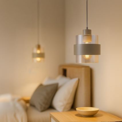 Kabelophængt pendel VALENTINO 1xE27/15W/230V beige/klar