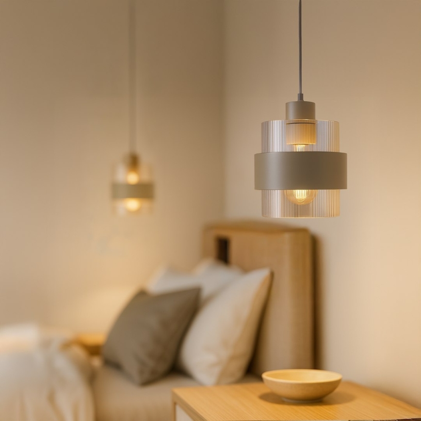 Kabelophængt pendel VALENTINO 1xE27/15W/230V beige/klar