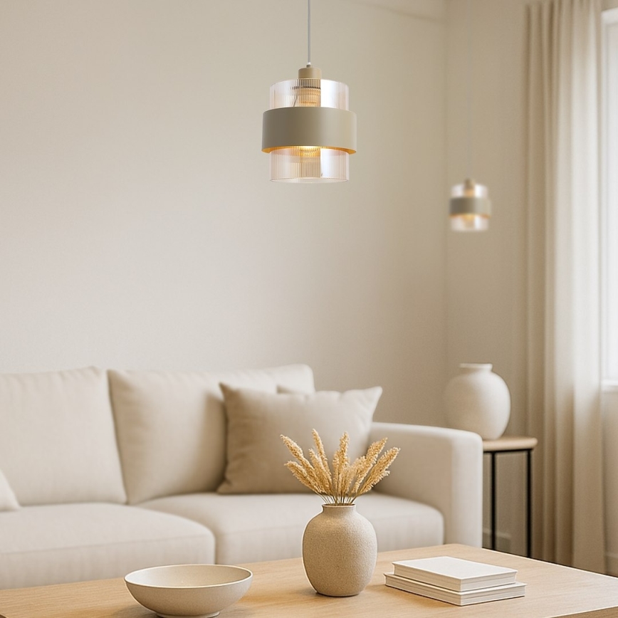 Kabelophængt pendel VALENTINO 1xE27/15W/230V beige/klar