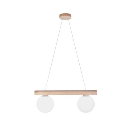 Kabelophængt pendel WOODSTOCK 2xE27/15W/230V træ/cremefarvet