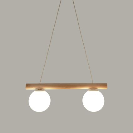 Kabelophængt pendel WOODSTOCK 2xE27/15W/230V træ/cremefarvet