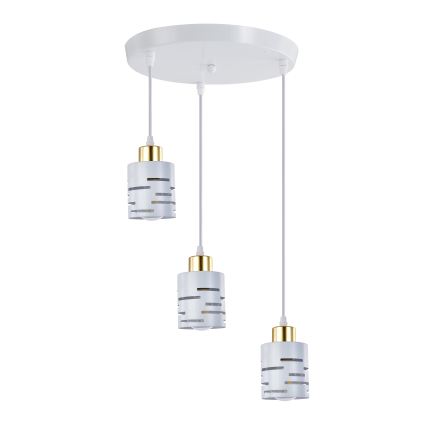 Kabelpendel ELEN 3xE27/35W/230V Ø 29 cm hvid/guld