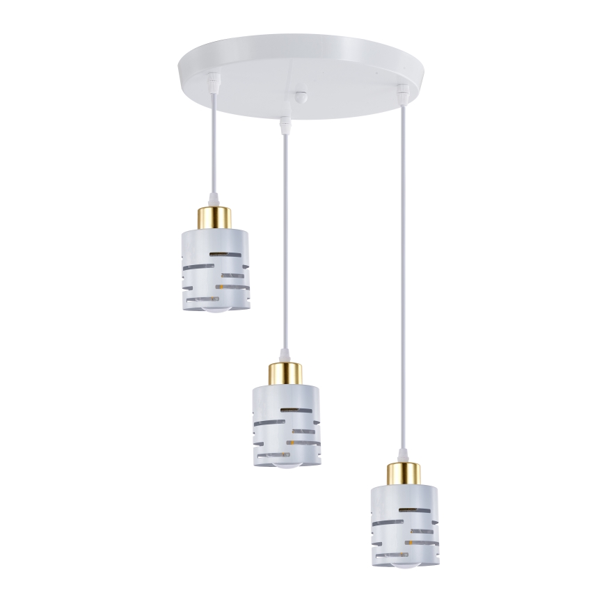 Kabelpendel ELEN 3xE27/35W/230V Ø 29 cm hvid/guld