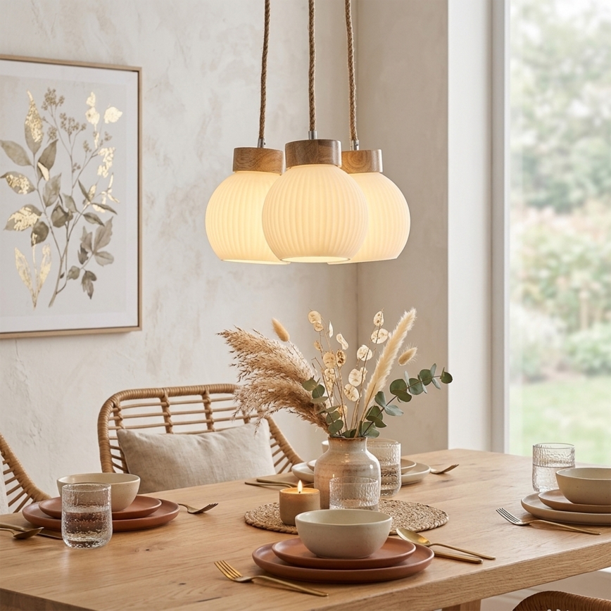 Kabelpendel LOOMIS 3xE27/15W/230V 130 cm beige/eg