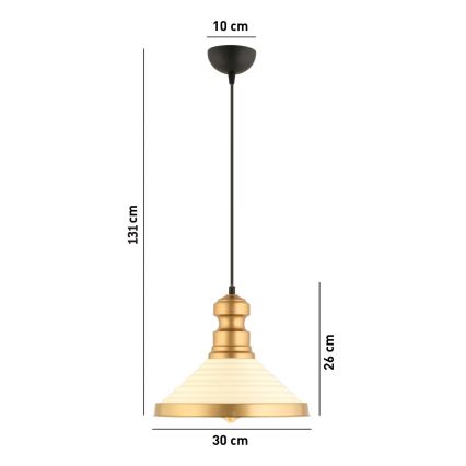 Kabelpendel MONZA 1xE27/40W/230V Ø 30 cm creme/guld