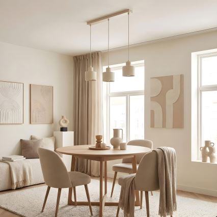 Kabelpendel PARKLA 3xE27/15W/230V beige