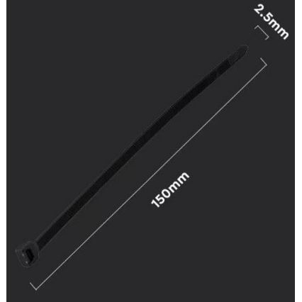 Kabelstrips i plast 2,5x150 mm 100 stk. sort