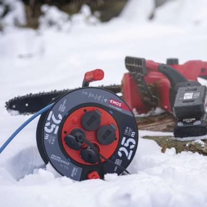 Kabeltromle med 4 stik 25 m silikone IP44