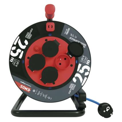 Kabeltromle med 4 stik 25 m silikone IP44