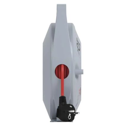 Kabeltromle med 4 stikudtag, 10 m, grå/rød