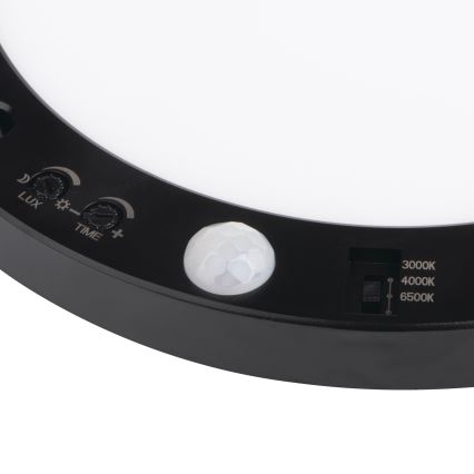 LED Loft/Indbygningslampe med bevægelsessensor 02.01.2001 ERGA LED/17W/230V 3000/4000/6500K sort