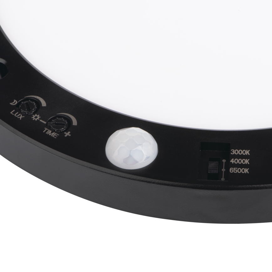 LED Loft/Indbygningslampe med bevægelsessensor 02.01.2001 ERGA LED/17W/230V 3000/4000/6500K sort