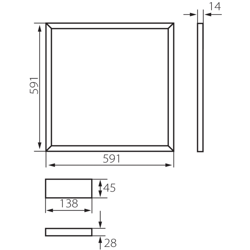 LED Indbygningsramme AVAR LED/40W/230V 4000K 59x59 cm