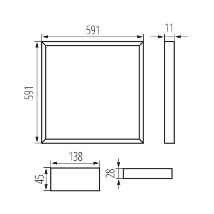 LED Indbygningsramme AVAR LED/32W/230V 3000/4000/6500K 59x59 cm