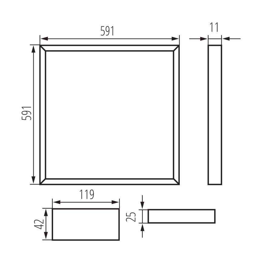LED-indbygningsramme til nedfældet loft AVAR LED/32W/230V 4000K 59x59 cm