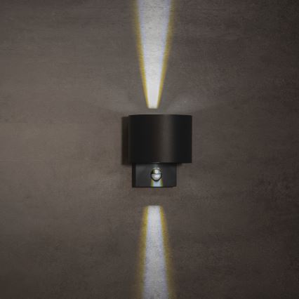 LED udendørs væglampe med bevægelses- og skumringssensor REKA LED/7W/230V IP54, antracit, rund