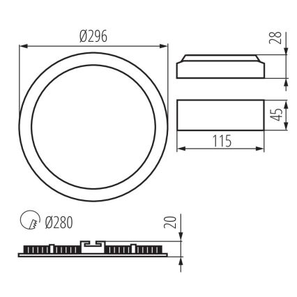 LED indbygningslampe til badeværelse ROUNDA LED/24W/230V IP44 diam. 29,6 cm hvid