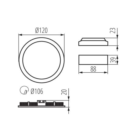 LED indbygningslampe til badeværelse ROUNDA LED/6W/230V IP44 diam. 12 cm sort