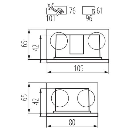 LED indbygningslampe GLASI LED/3W/230V 4000K IP44 antracitgrå