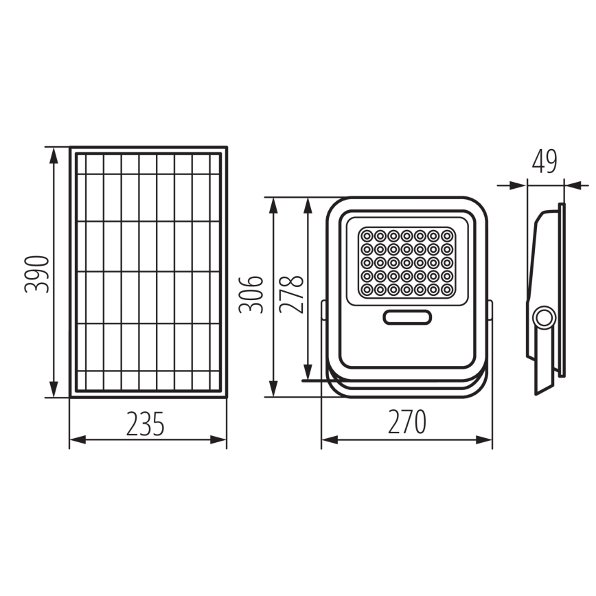 LED projektør dæmpbar med solpanel og dusk sensor LED/15W/15000 mAh 3,2V IP65 + fjernbetjening