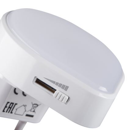 LED Dæmpbar orienteringslampe med skumringssensor til stikkontakt ULOV LED/0,5W/230V hvid