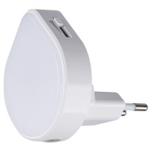 Kanlux 37396 - LED vågelampe dæmpbar med skumringssensor til en stikkontakt ULOV LED/0,5W/230V hvid