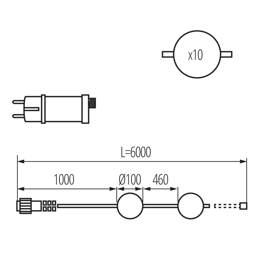 Udendørs LED lyskæde GUIRLANDE STONO 10xLED/10W/230V 6 m IP67