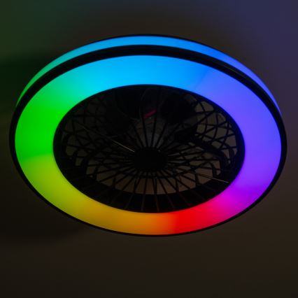 LED loftlampe med ventilator m. RGBW-farver dæmpbar PLAVE LED/48W/230V 3000/4000/6500K + fjernbetjening