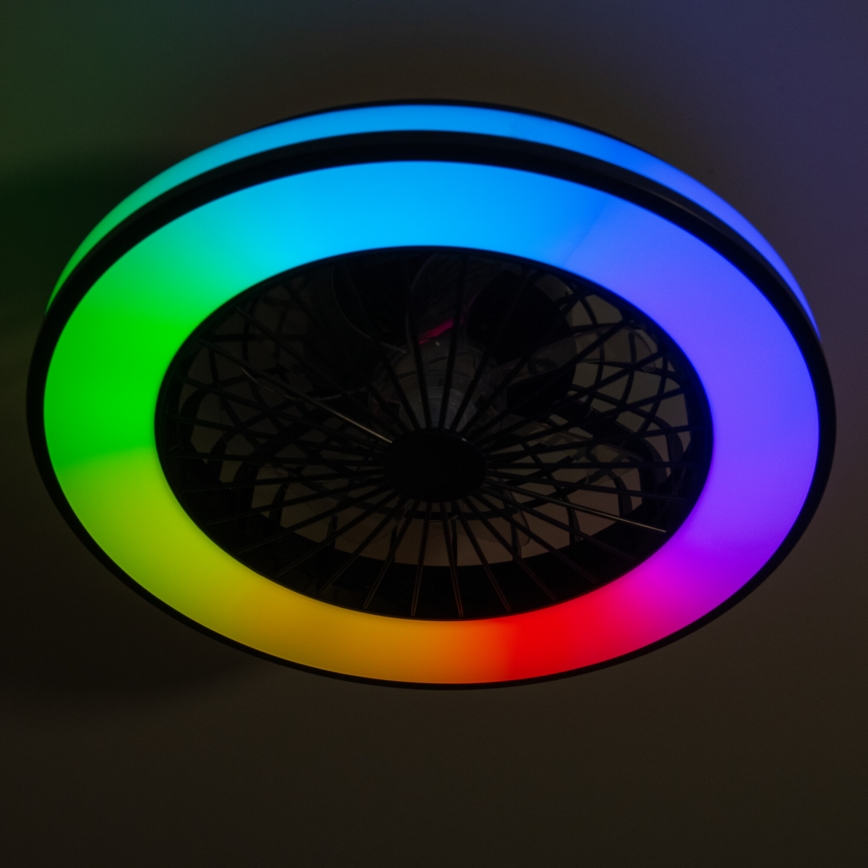 LED loftlampe med ventilator m. RGBW-farver dæmpbar PLAVE LED/48W/230V 3000/4000/6500K + fjernbetjening