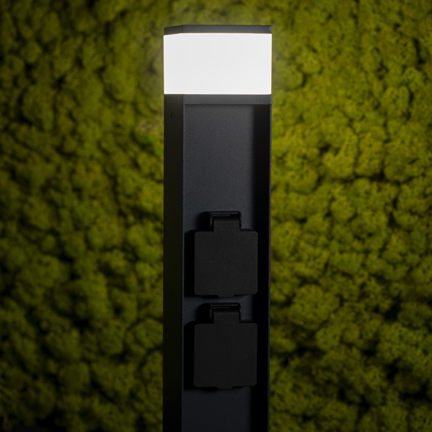 Udendørslampe med 2 stikkontakter DASTEN 1xG9/11W/230V 30 cm IP44 sort