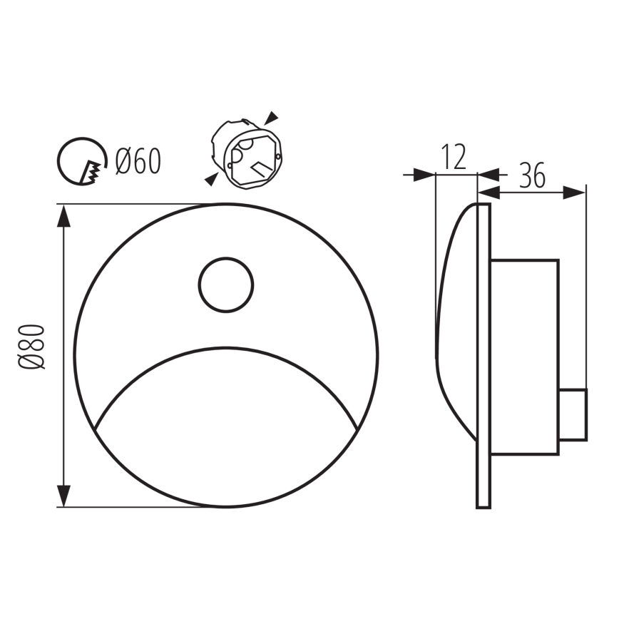 LED trappearmatur med bevægelses- og skumringssensor EXIN LED/2,5W/230V 3000K IP65 sort rund
