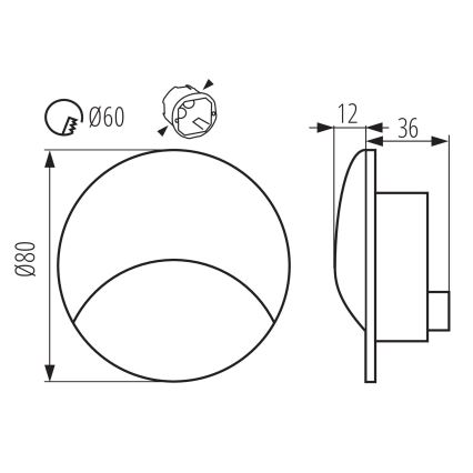LED trappearmatur EXIN, LED/2,5W/230V, 4000K, IP65, sort, rund
