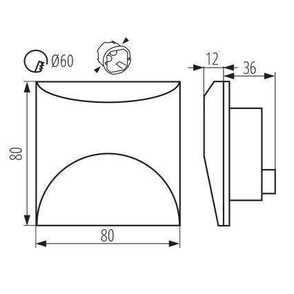 LED trappearmatur EXIN LED/2,5W/230V 4000K IP65 sort, firkantet