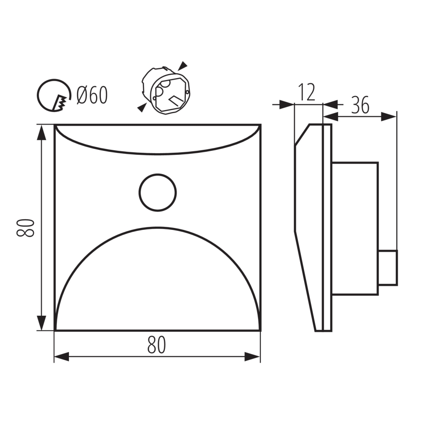 LED trappearmatur med bevægelses- og skumringssensor EXIN LED/2,5W/230V 4000K IP65 sort, firkantet