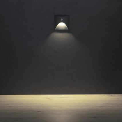 LED trappearmatur med bevægelses- og skumringssensor EXIN LED/2,5W/230V 4000K IP65 antracit, firkantet