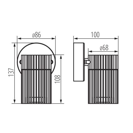 Udendørs vægspot RADILO, 1x GU10/11W/230V, IP44, sort