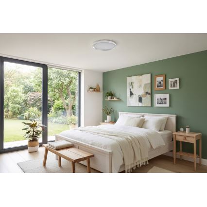 LED dæmpbar loftlampe LIXAN LED/47W/230V 3000-6500K Ø 38,6 cm hvid/sølv + fjernbetjening