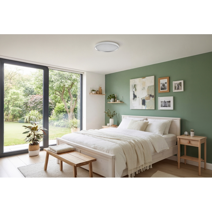LED dæmpbar loftlampe LIXAN LED/47W/230V 3000-6500K Ø 38,6 cm hvid/sølv + fjernbetjening