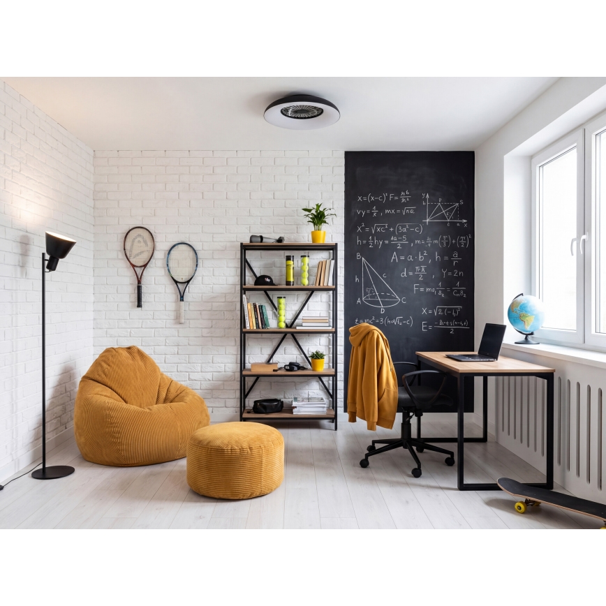 LED RGBW dæmpbar loftlampe med ventilator PLAVE PAN LED/48W/230V 3000-6500K Ø 60 cm sort + fjernbetjening