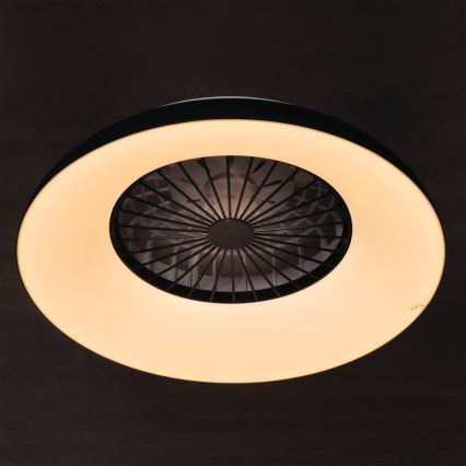 LED RGBW dæmpbar loftlampe med ventilator PLAVE PAN LED/48W/230V 3000-6500K Ø 60 cm sort + fjernbetjening