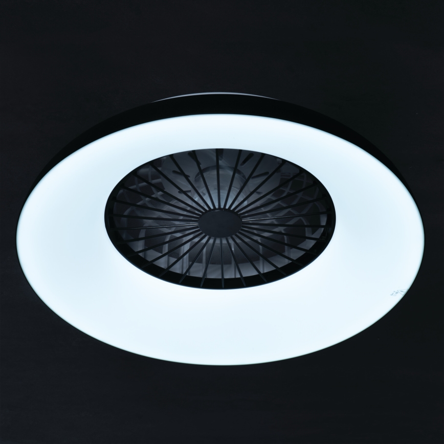 LED RGBW dæmpbar loftlampe med ventilator PLAVE PAN LED/48W/230V 3000-6500K Ø 60 cm sort + fjernbetjening